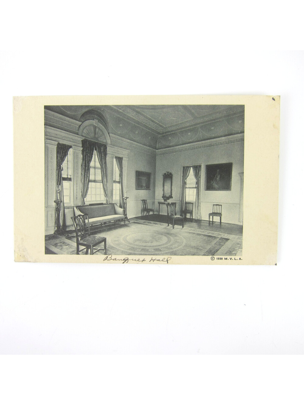 Vintage Postcard George Washington Mount Vernon Banquet Hall Virginia 1938